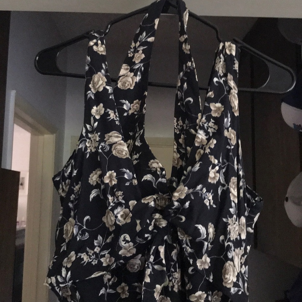 Very unique 90’s black floral midi dress